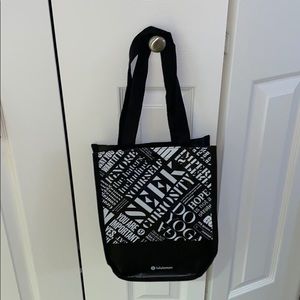 NEW Lululemon Black and White Bag Small Reusable Shopping Tote Bag Snap Button